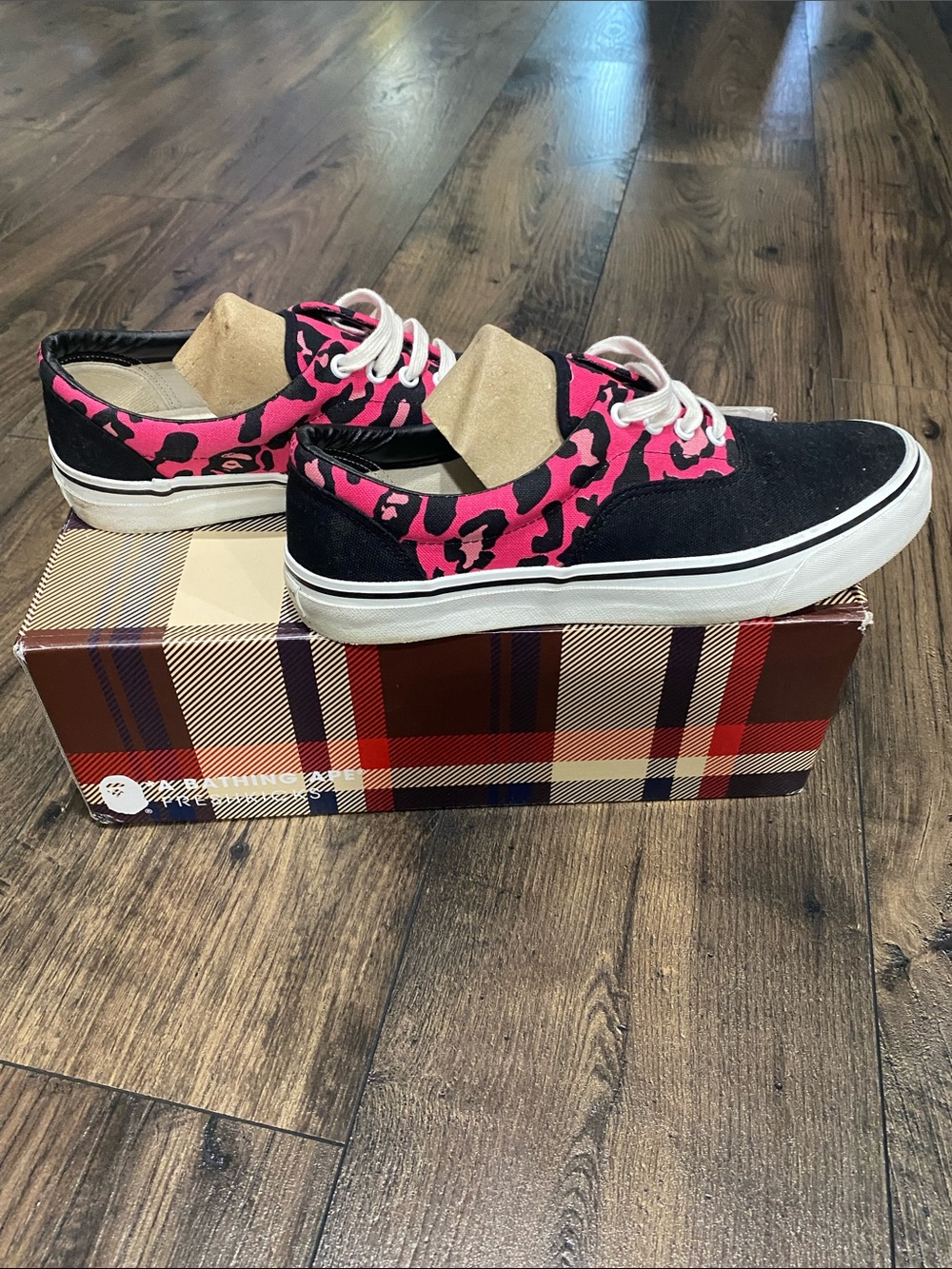 Bape Black & Hot Pink Leopard Skate Sneakers